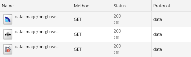 Network tab showing data uri images.