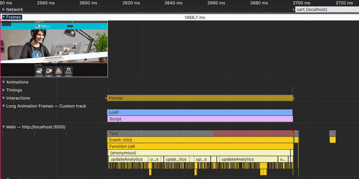Show Long Animation Frames in Chrome DevTools Performance