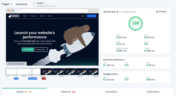 Unified Performance Report from Request Metrics