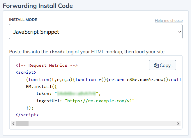 Domain Forwarding settings generates a new agent install snippet.