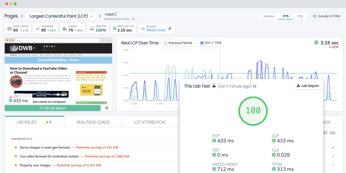 Lighthouse Performance Testing from Request Metrics