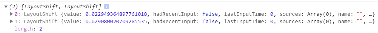 Two LayoutShift performance entries.