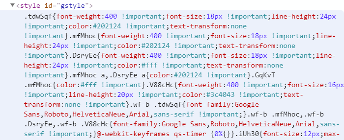 Inlined CSS in the page response.